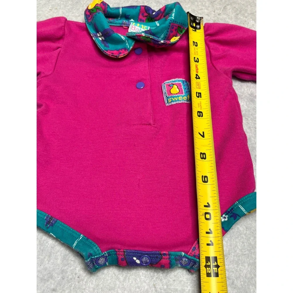 Vintage McBaby fruit pear Pink Bodysuit 0-3 Months 90s unique rare ‎ collared